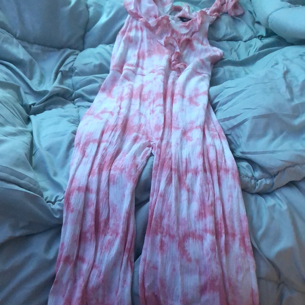 White and pink tie dyed romper/jumper